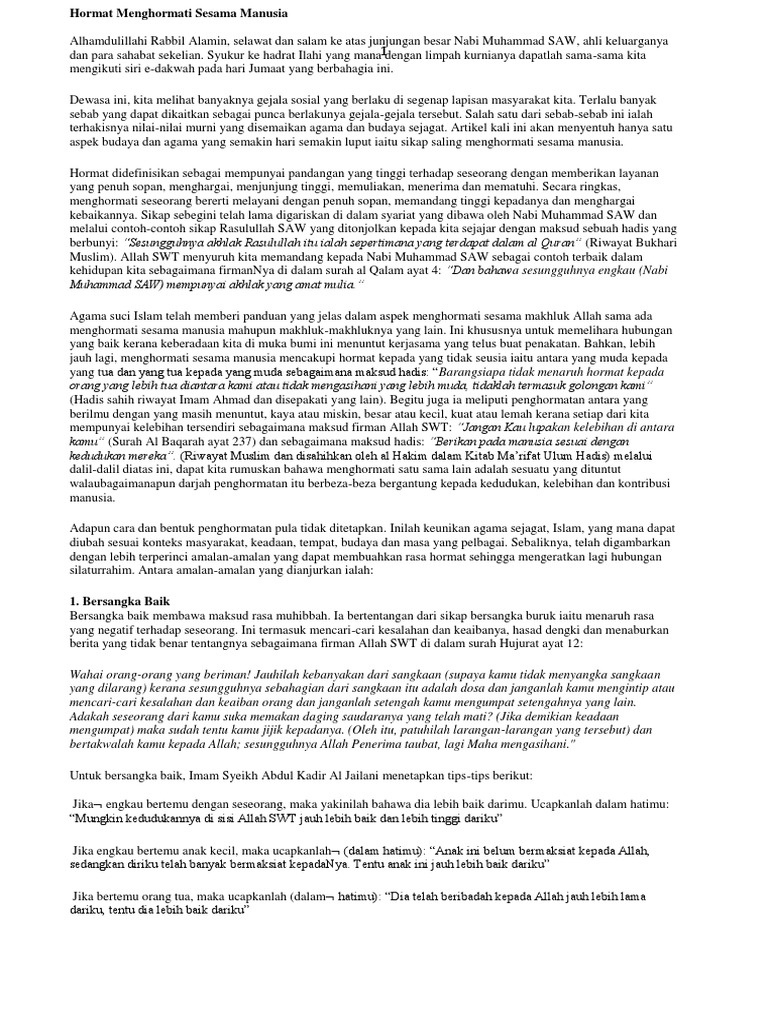 Hormat Menghormati Berbudi Bahasa Pdf