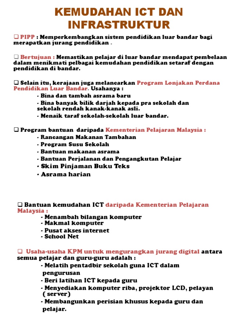 Kemudahan Ict Dan Infrastruktur Slide Wilayah