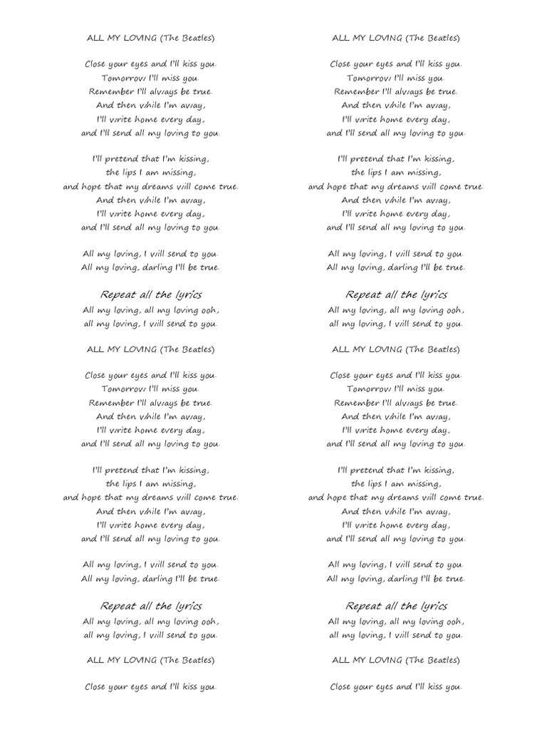 Repeat All The Lyrics Repeat All The Lyrics | PDF | Leisure