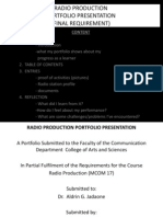 Radio Production Portfolio Presentation (Final Requirement) : Content