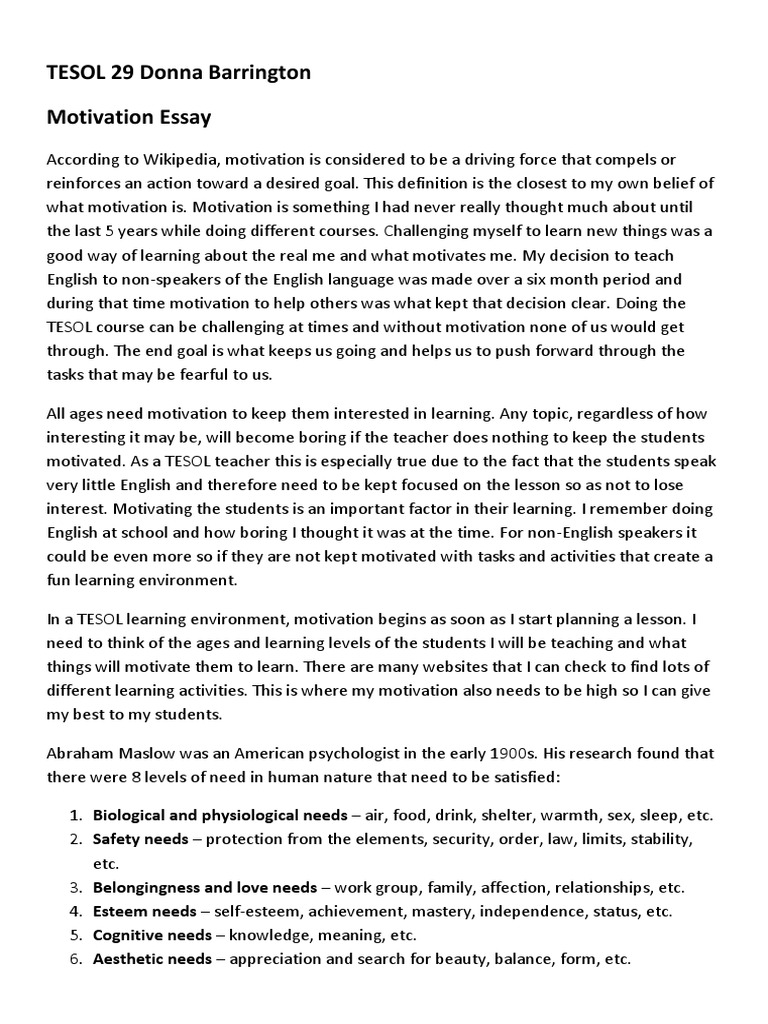 essay on human motivation