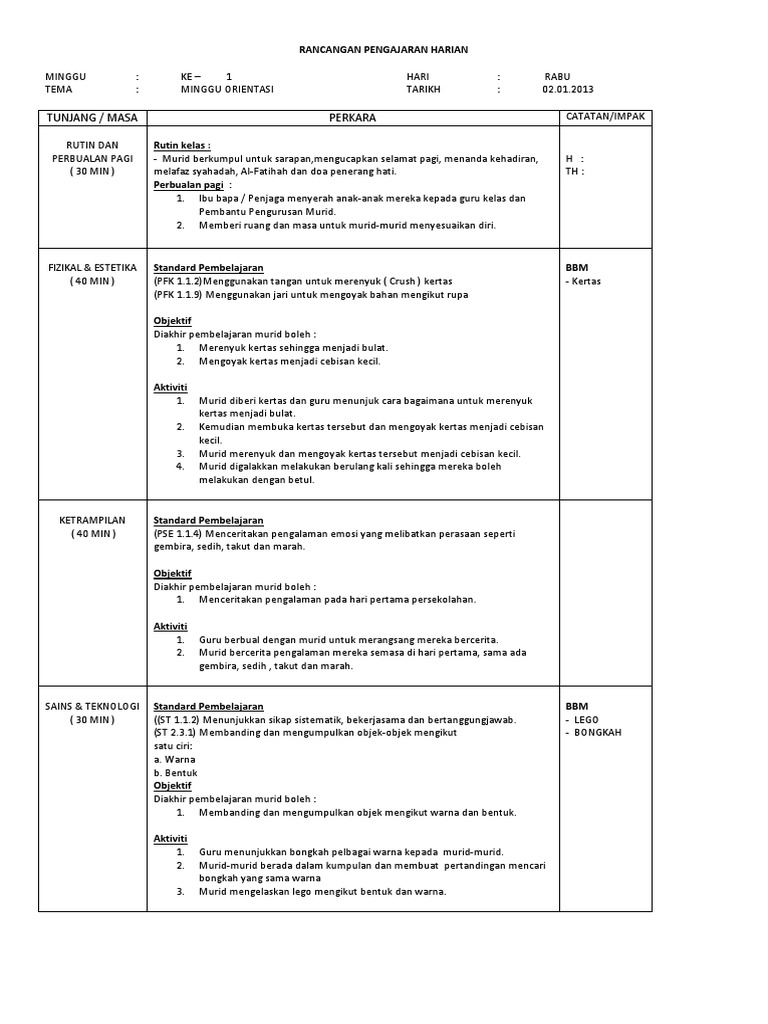 Rph Minggu 1 Orientasi Pdf