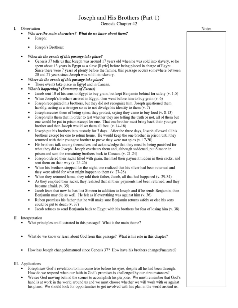 Summary of Genesis Chapter 42 | PDF | Jacob | Torah