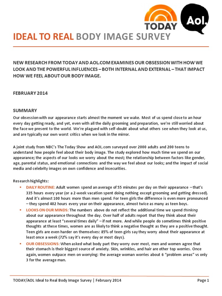 Body Image Survey Insights 2014 | PDF | Body Image | Selfie