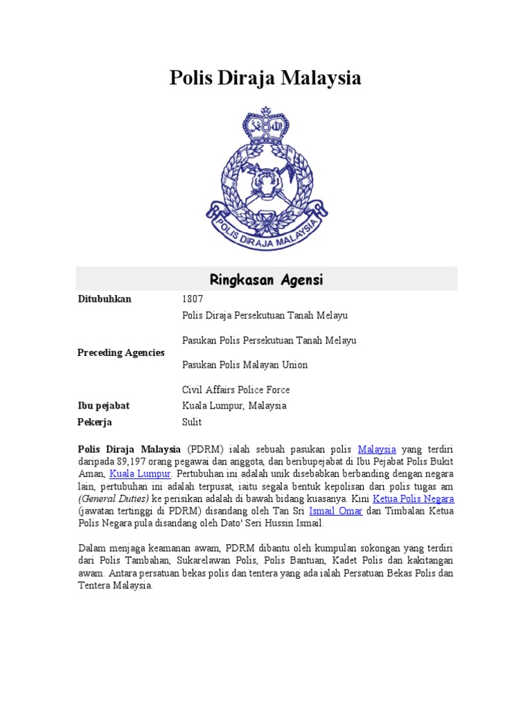 Organisasi PDRM | PDF