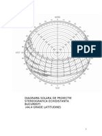 Diagrama Solara de Proiectie Stereografica Echidistanta Bucuresti (44,4 Grade Latitudine)