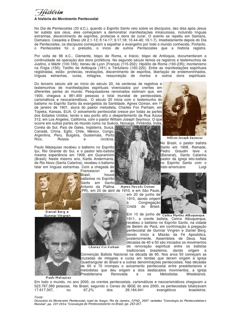 A História Do Movimento Pentecostal Pdf Pentecostalismo Calcedonismo