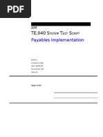Download TE040 SYSTEM TEST SCRIPT Payables Implementation by sanjayapps SN20893935 doc pdf