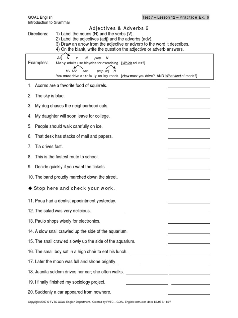 Intoduction To English Grammar Worksheets With Answers Adverb English Grammar