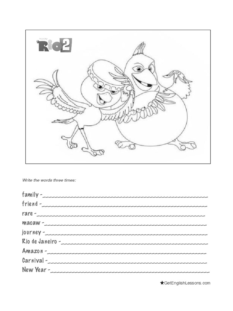 Rio Movie Worksheet for Kids | PDF | Home & Garden | Language Arts ...