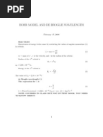 Bohr Model and de Broglie Wavelength: February 17, 2009