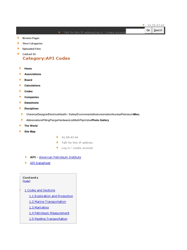 Api Codes | PDF