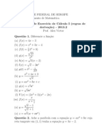 Lista de Exercícios II - Regras de Derivação - Prof. Alex Victor