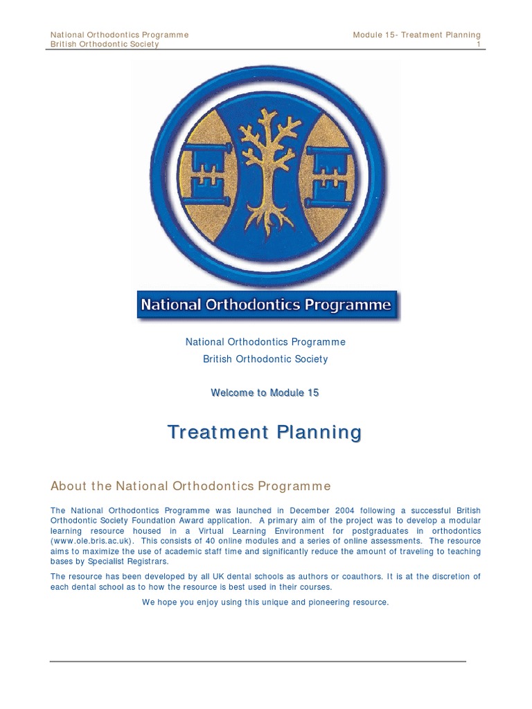Module 15: Orthodontic Treatment Planning | PDF | Orthodontics ...