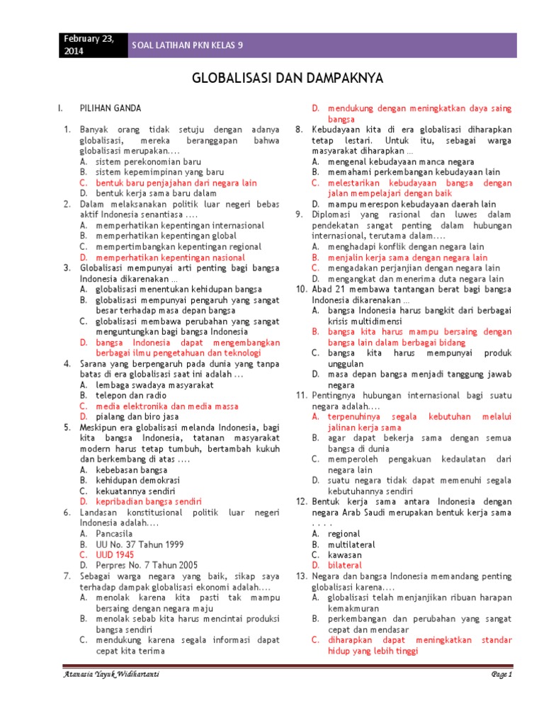 Soal Dan Jawaban Pg Materi Kependudukan