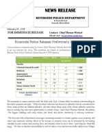 News Release: Riverside Police Release Preliminary Crime Rate