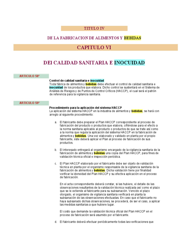 Calidad Sanitaria e Inocuidad | PDF | Análisis de Riesgo y Puntos ...