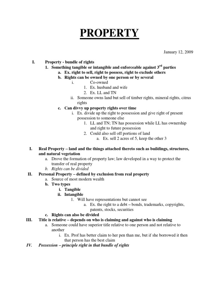 Property - Notes - Outline - 2012 | PDF | Concurrent Estate | Adverse ...