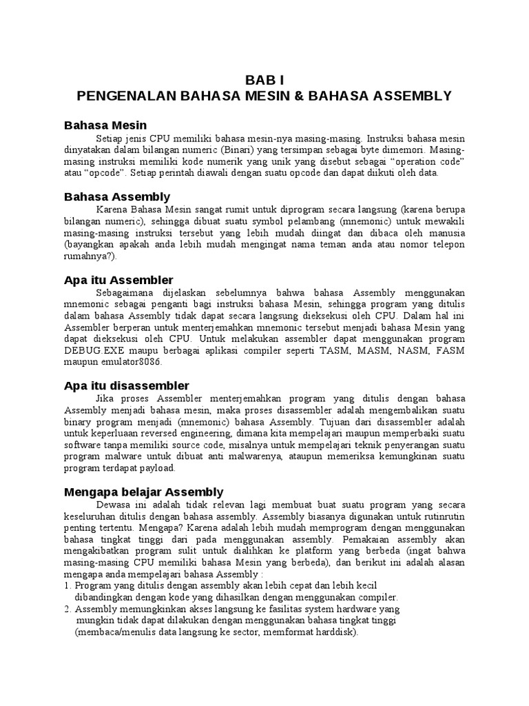 Pengenalan Bahasa Assembly Mikrokontroler | PDF