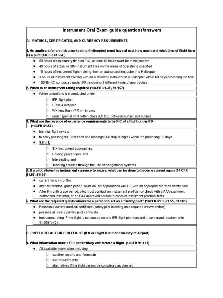 Instrument Oral Study Guide PDF Airspeed Aerospace
