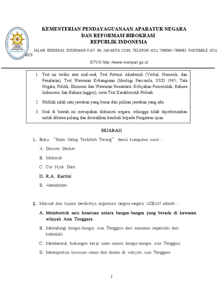 Contoh Soal Tkd