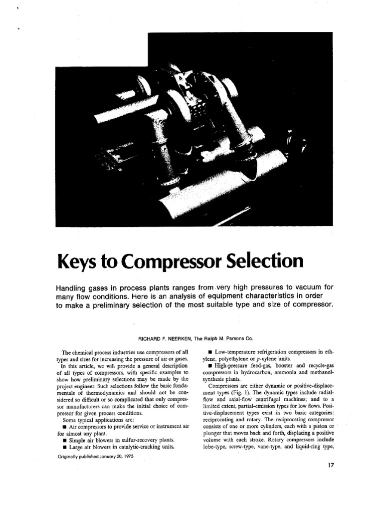 Keys To Compressor Selection | PDF