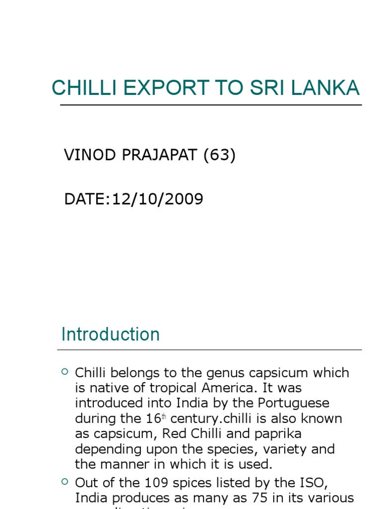 Chilli Cultivation and Export in Sri Lanka | PDF | Hedge (Finance ...