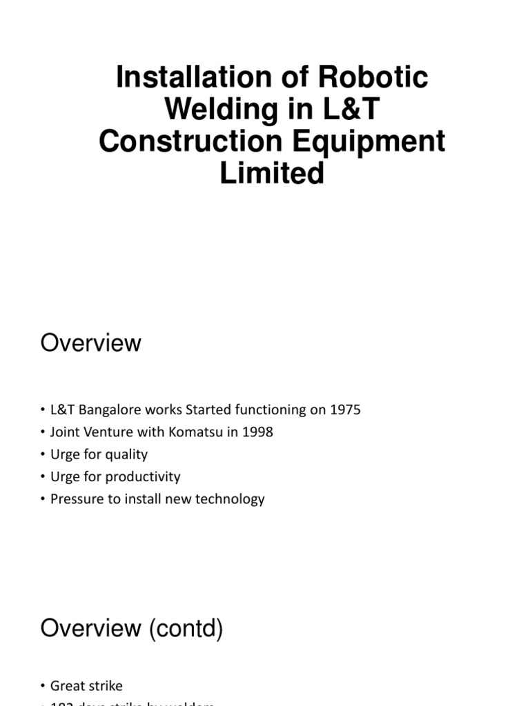 Robotic Welding Installation at L&T | PDF