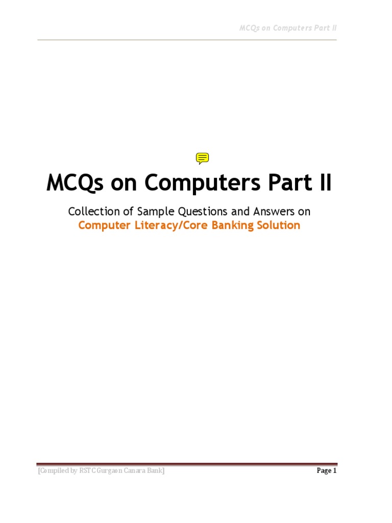 MCQs on Computer Part II | Computer Data Storage | Random ... - 