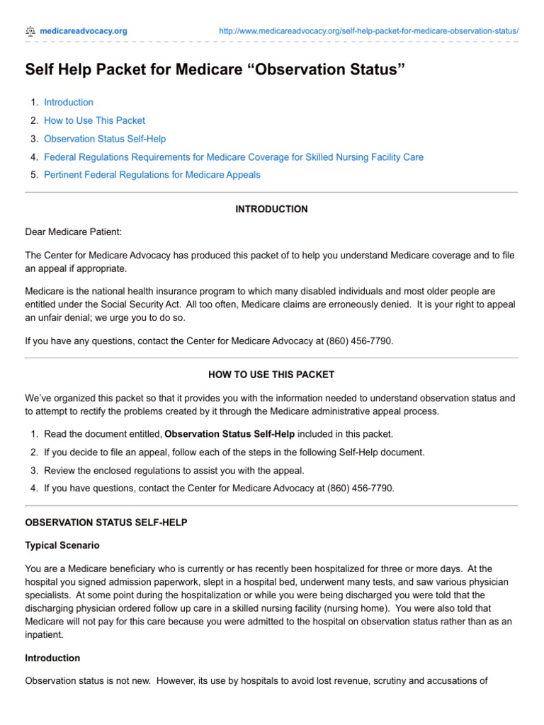 Medicare Observation Letter – CMS Manual System – TVHG