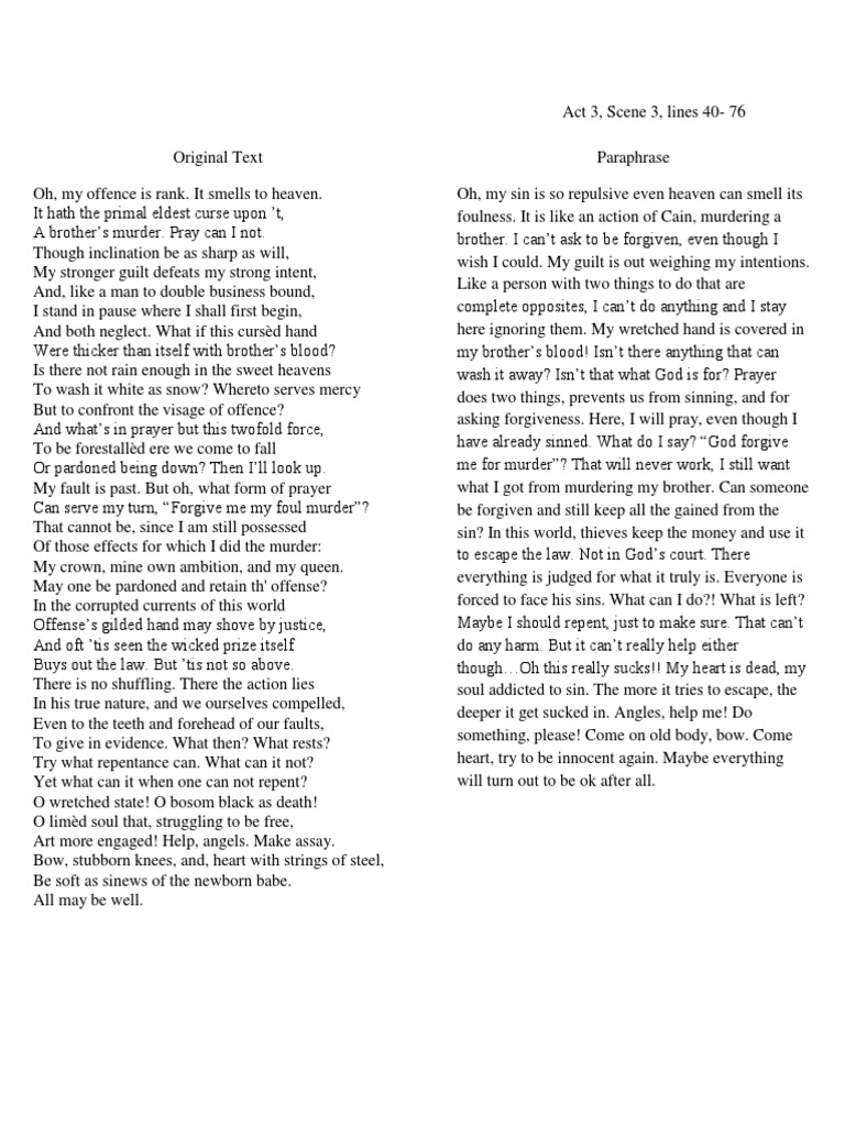 Claudius soliloquy literary devices image