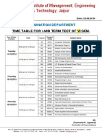 Exam Time Table I MTT VI Sem March 2014