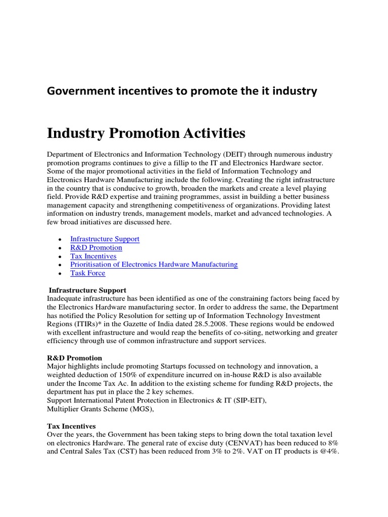 Government IT Industry Incentives Guide | PDF | Research And ...