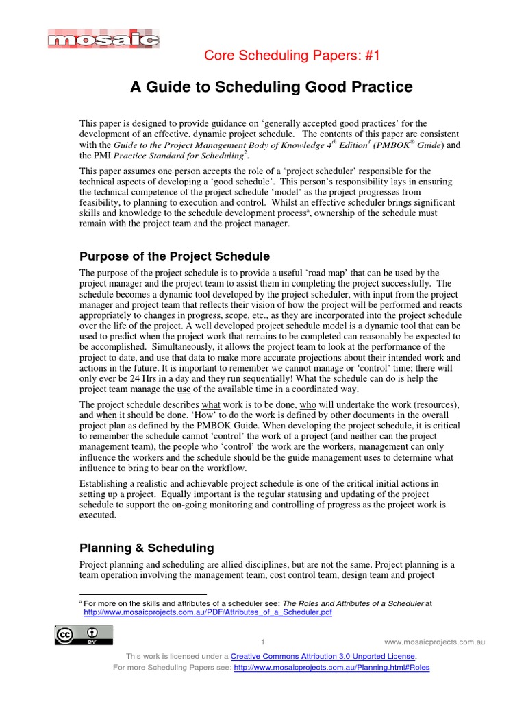 Good Scheduling Practice | Download Free PDF | Project Management