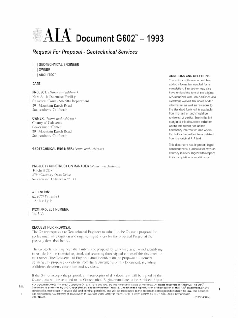 AIA G602 DocumentOutlineofExpectedServices | PDF | Copyright ...