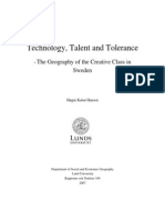 Technology, talent and tolerance the geography of creative class in sweden.pdf