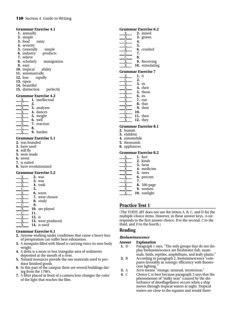 Answer Key - Practice Test 1 | PDF