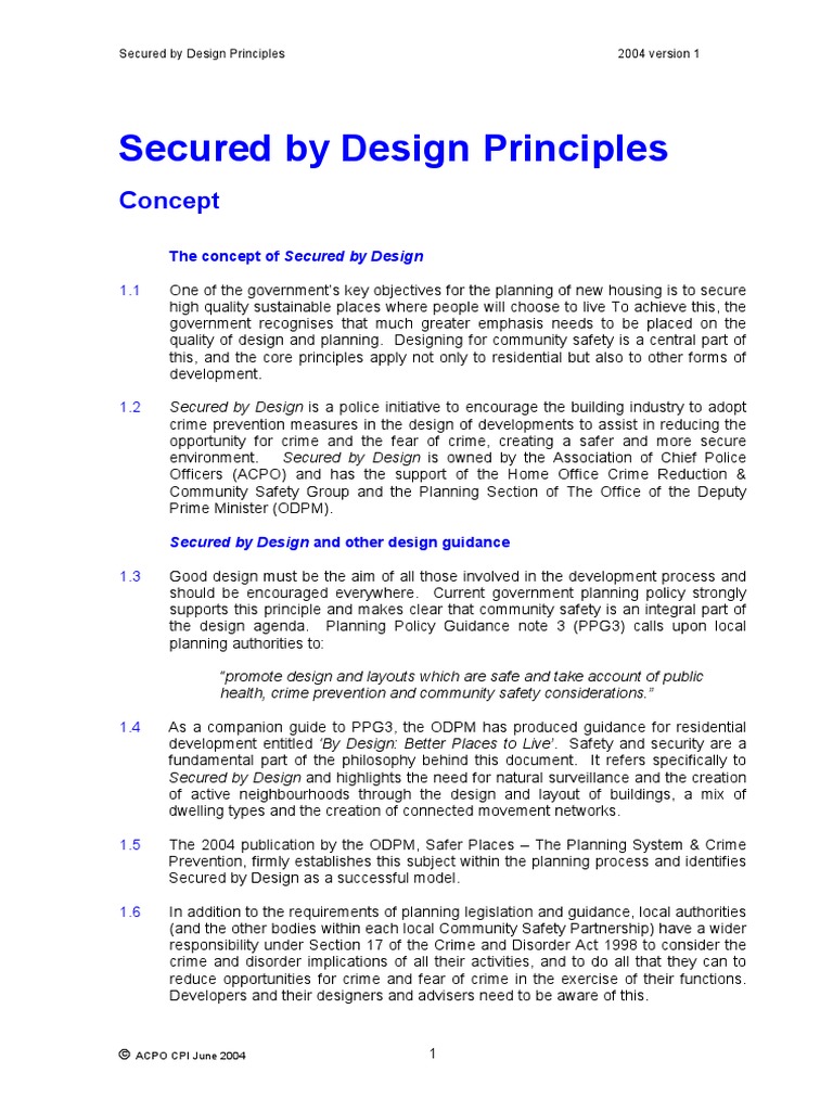 Secured by Design Principles Overview | PDF | Lighting | Crime Prevention