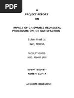 Impact of Grievance Redressal Procedure On Job Satisfaction