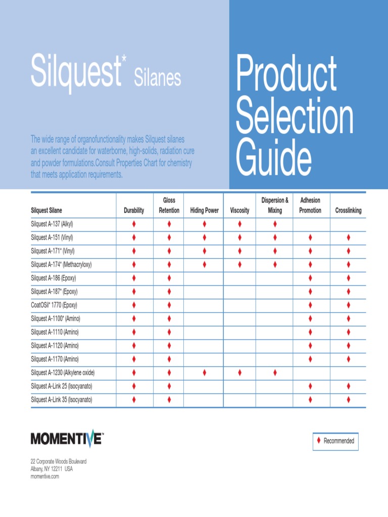 Silquest: Product Selection Guide | PDF | Epoxy | Trademark