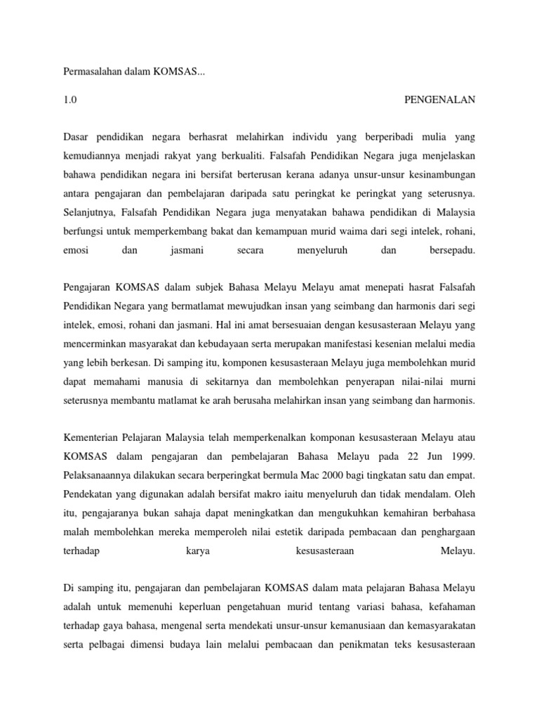 Permasalahan Dalam Komsas Pdf