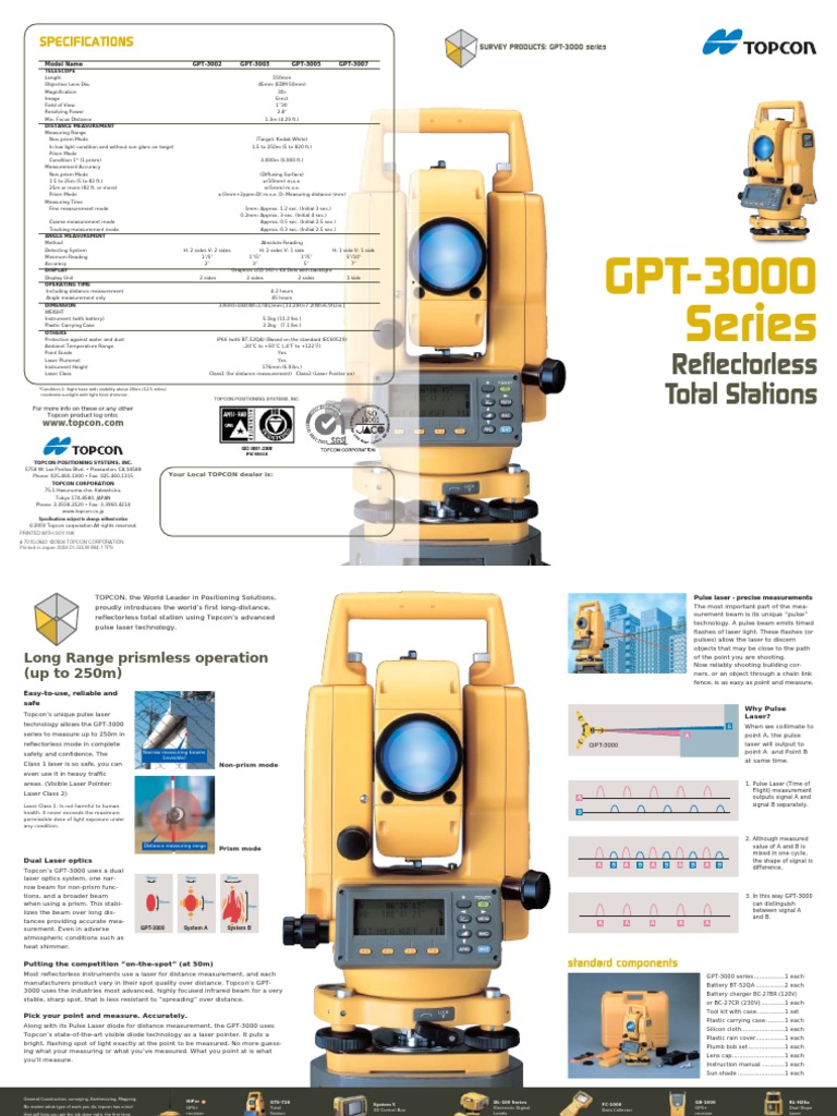GPT-3000 Series: Reflectorless Total Stations | PDF | Minute And Second ...