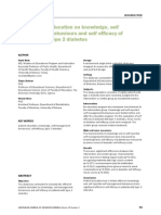 The Effect of Education On Knowledge, Self Management Behaviours and Self Efficacy of Patients With Type 2 Diabetes