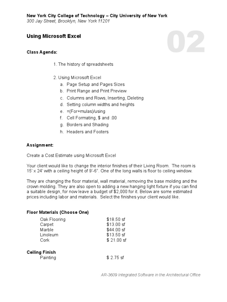 Excel Cost Estimate for Interior Design | PDF | Microsoft Excel ...