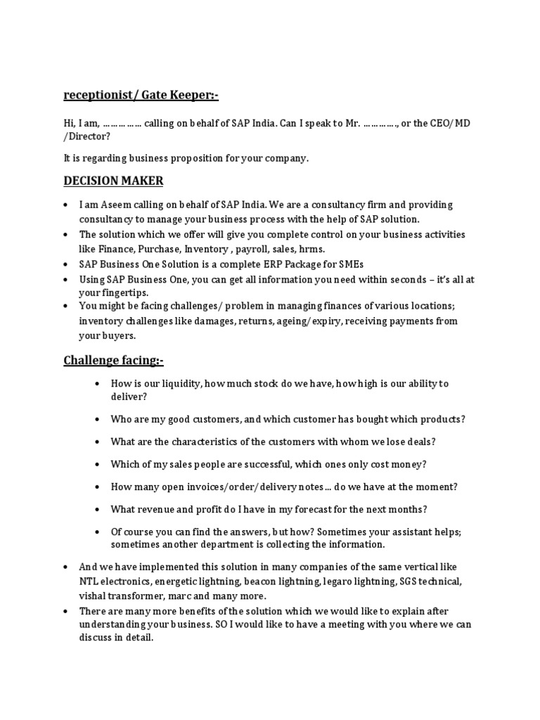 Sales pitch