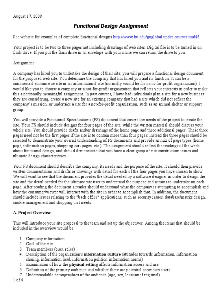 Functional Design Document Guidelines | PDF | Websites | World Wide Web