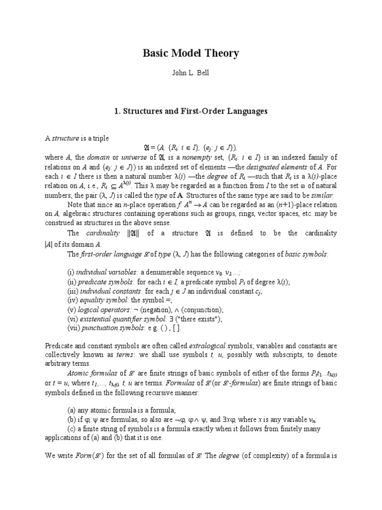 Introduction to Basic Model Theory | PDF | Model Theory | First Order Logic