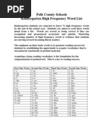 Polk County Schools Kindergarten High Frequency Word List