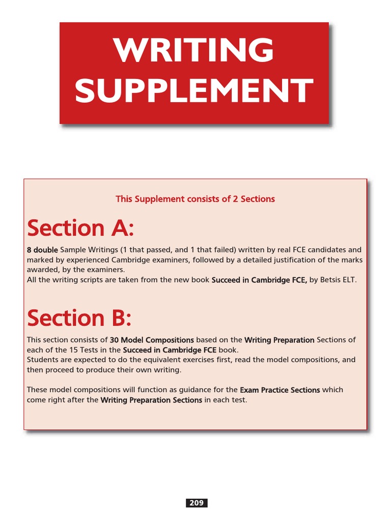 FCE Writing Supplement: Samples & Models | PDF