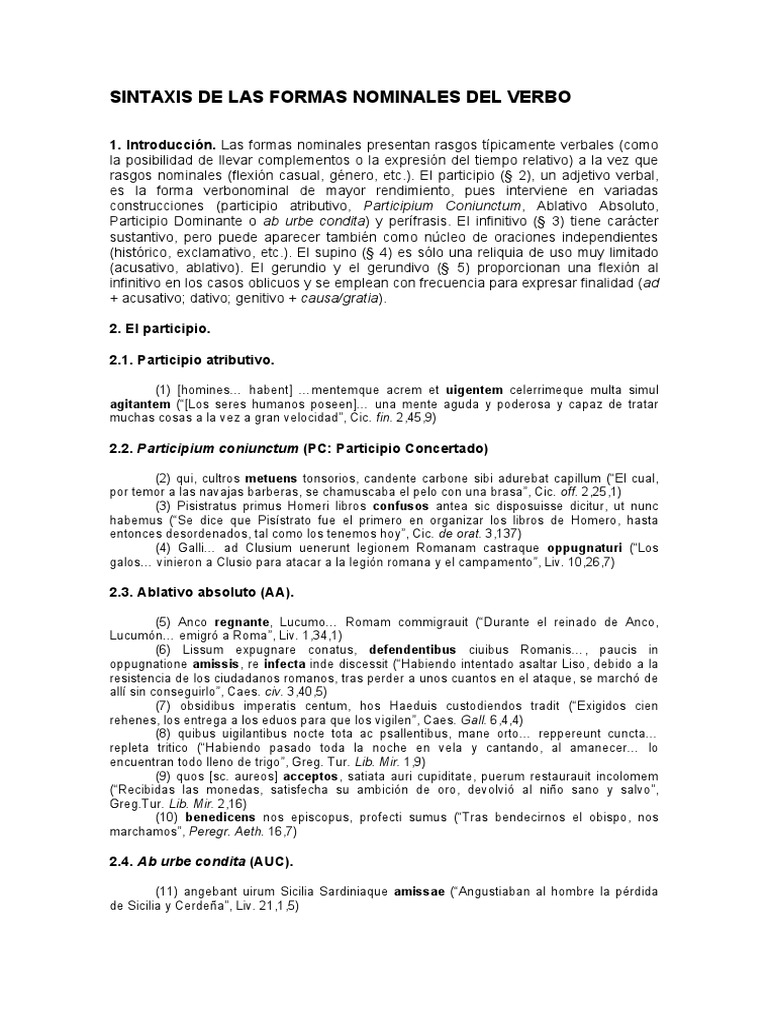 Sintaxis de Formas Nominales Verbales | PDF